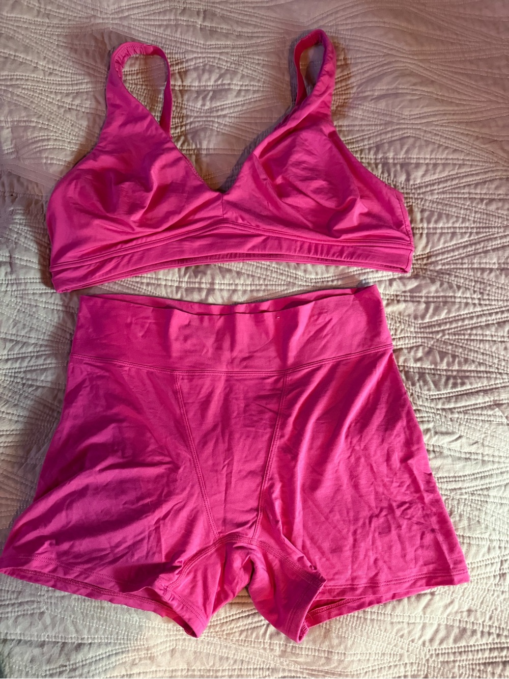 Auden Hot Pink Seamless Lounge Bra and High-Waist Boxer Set